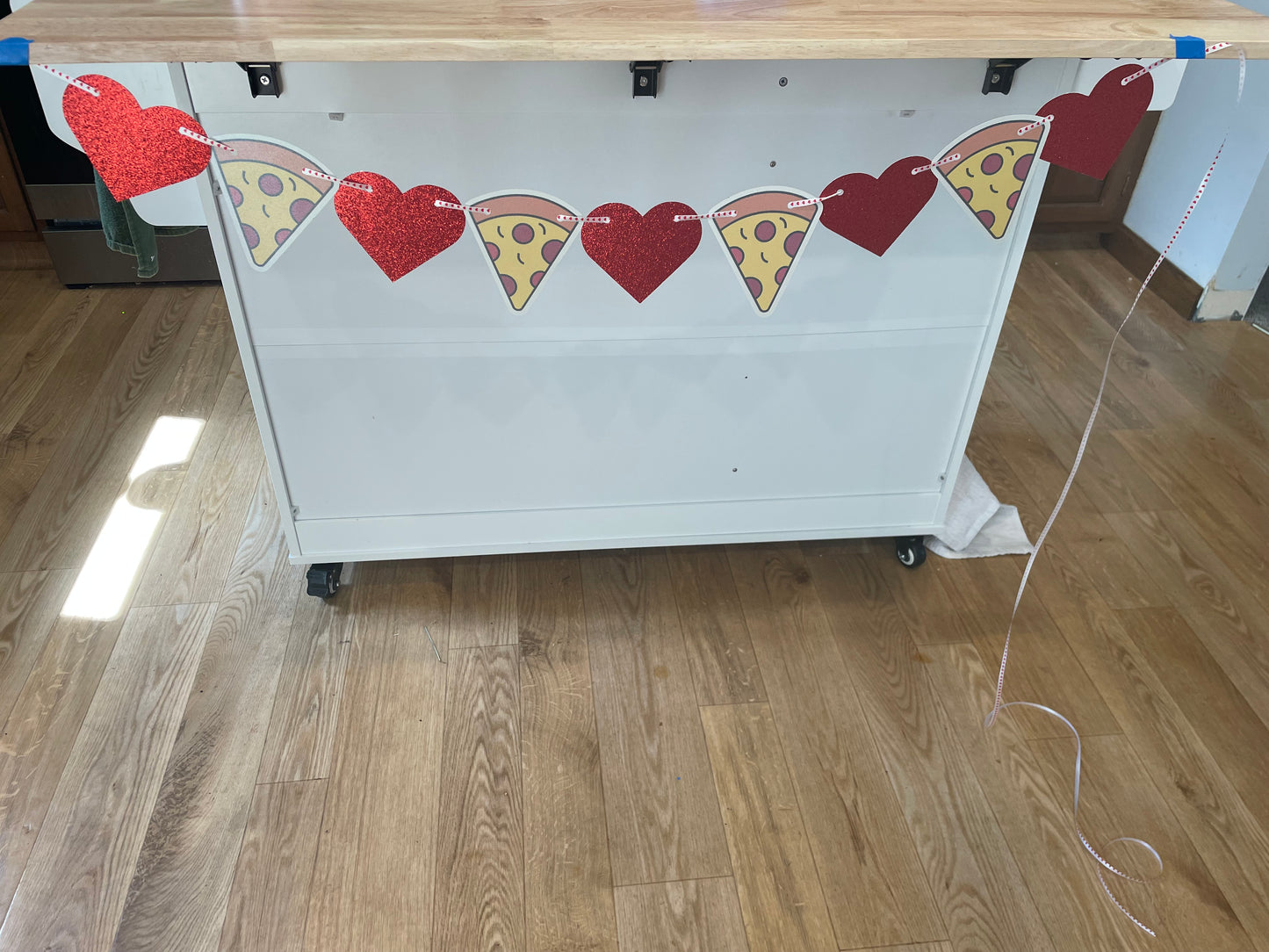 I love you two pizza wall banner