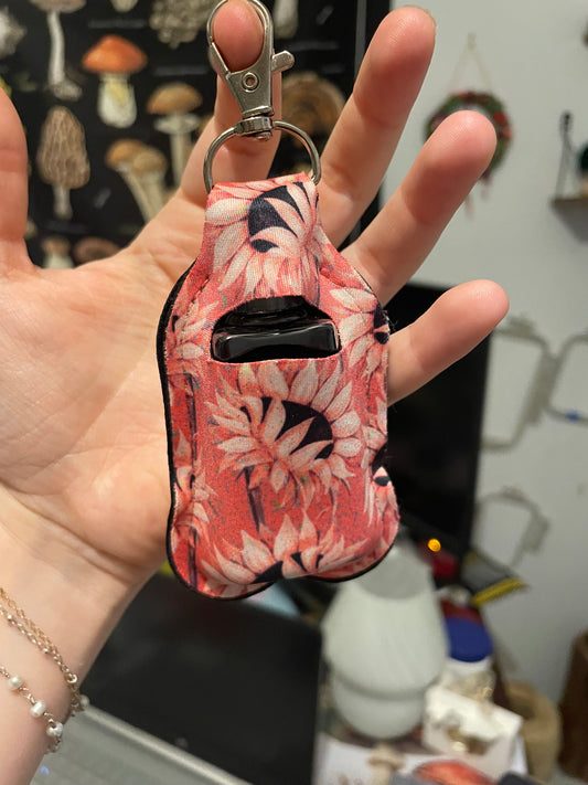 Pink sunflower hand sanitizer holder